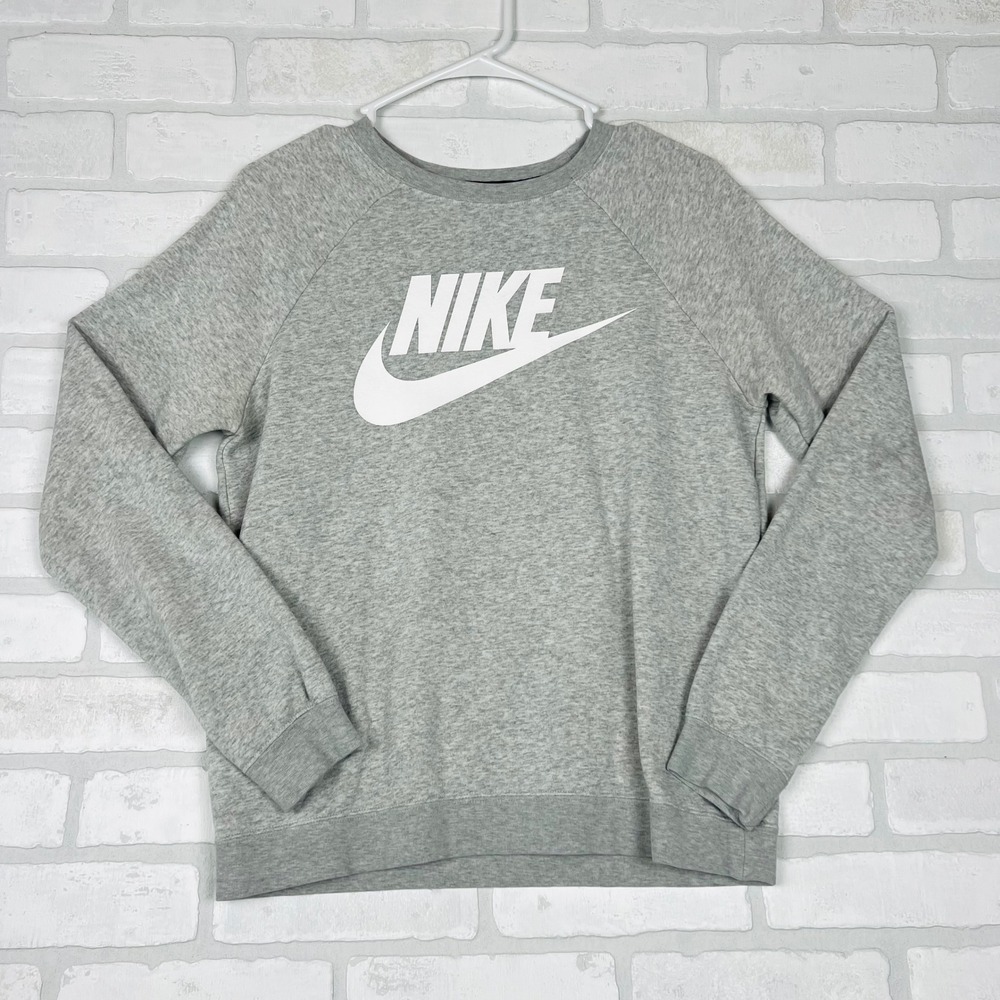 Nike Womens Sportswear Essential Crewneck Sweatshirt Gray Futura Logo Small